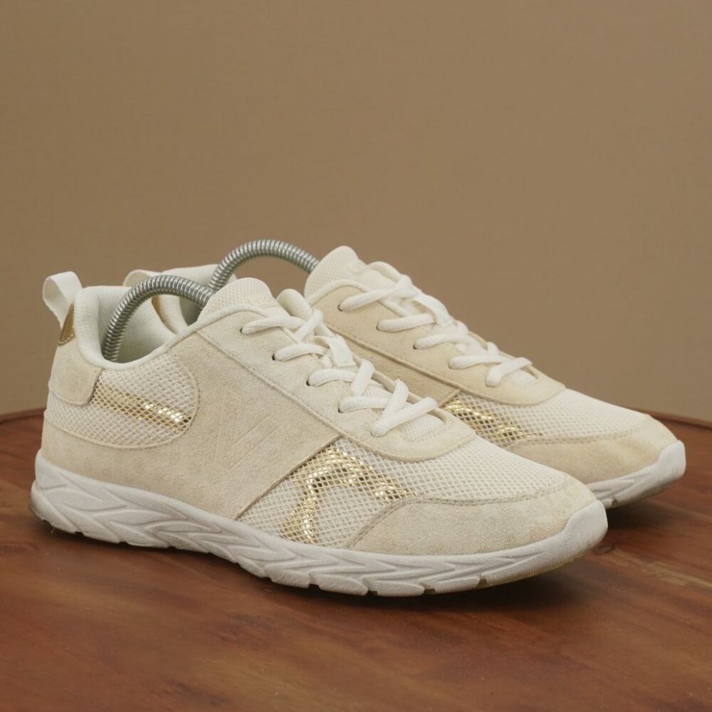 Vionic Women's Cream Athletic Sneakers with Gold Accent